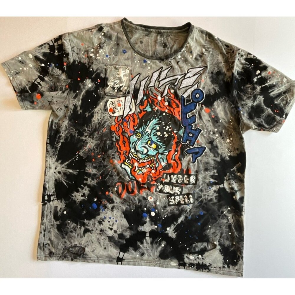 Smoke Rise 4XL Graphic Tee Tie Dye Streetwear Distressed Urban Shirt